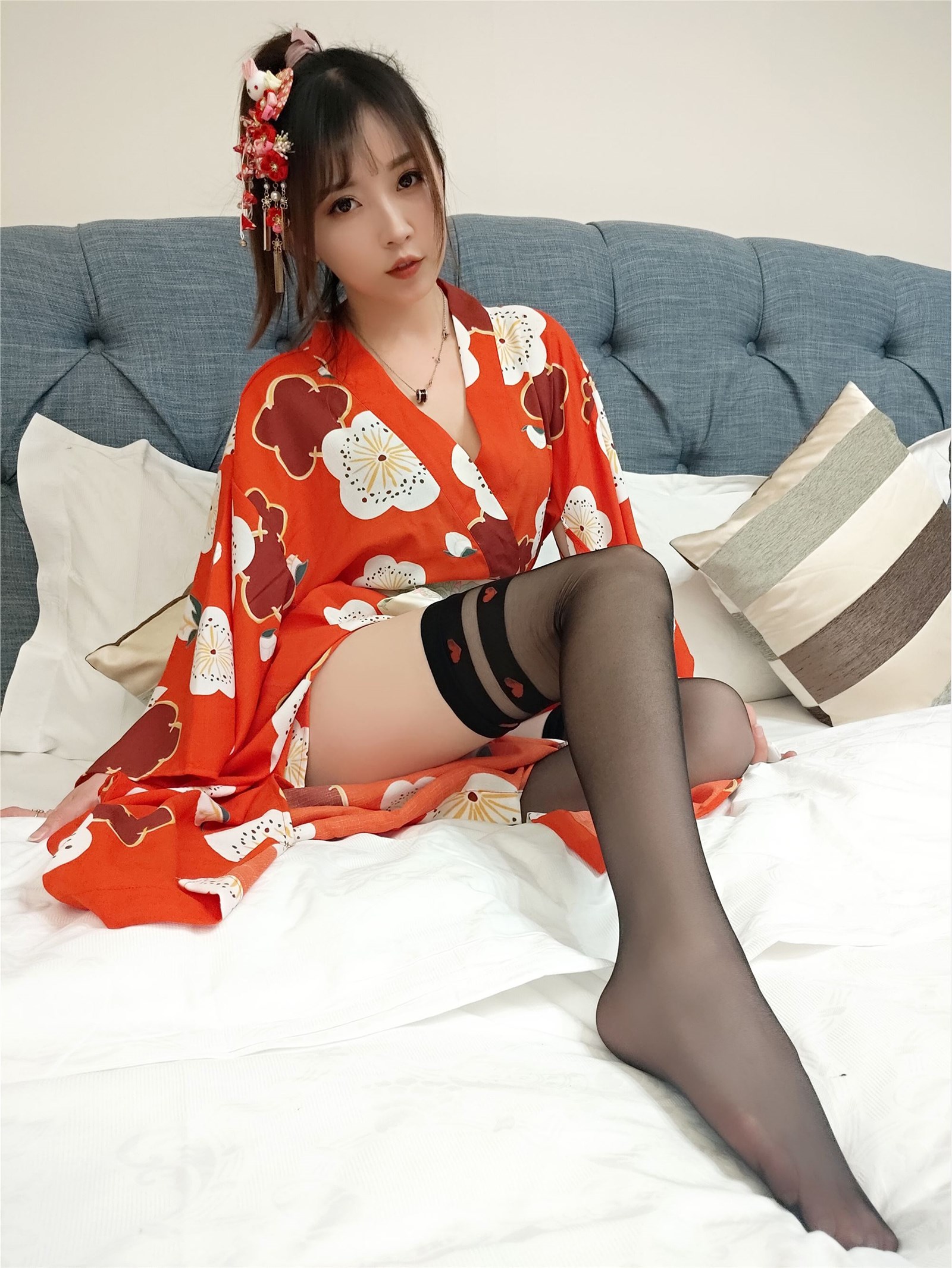 Little witch Luna fish anchor little witch Luna - Kimono heart black stockings(15)